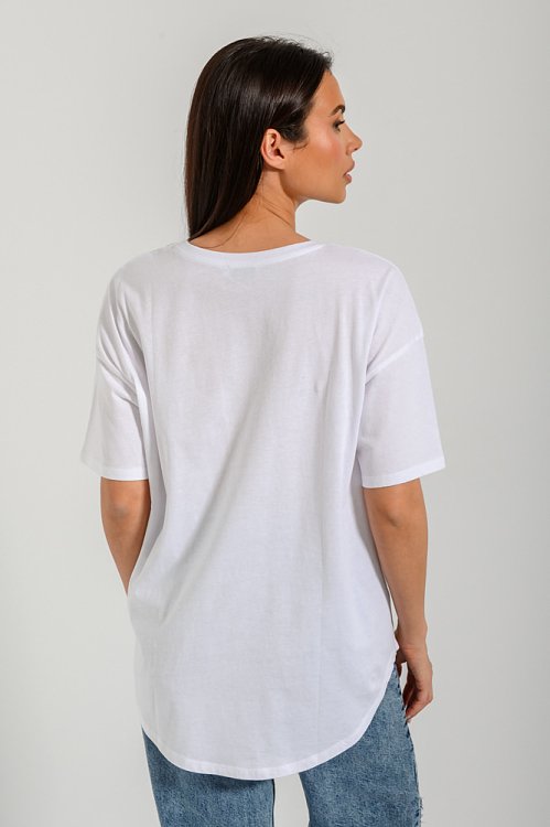pinkwoman Oversized t-shirt με τύπωμα (WHITE) - 4