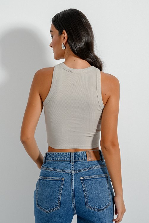 pinkwoman Ριπ τοπ με halter λαιμόκοψη (SAND) - 5