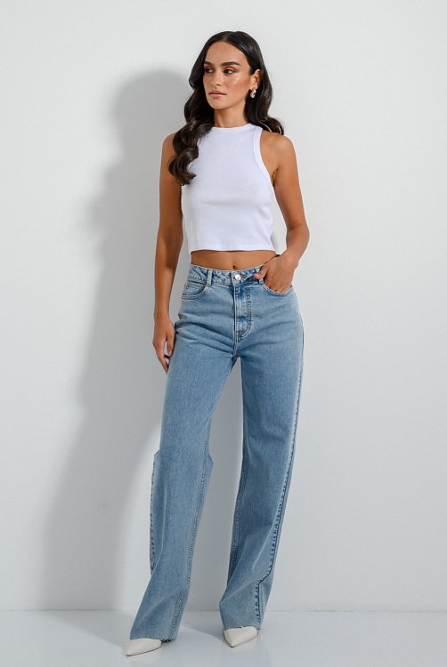 pinkwoman Ριπ τοπ με halter λαιμόκοψη (WHITE) - 2