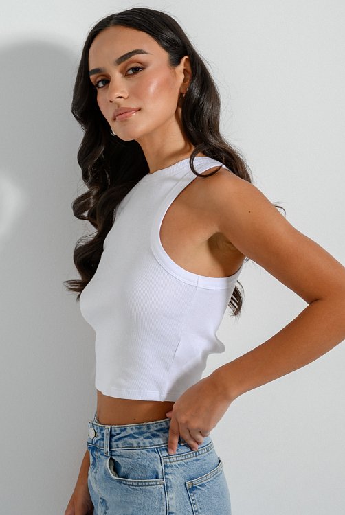 pinkwoman Ριπ τοπ με halter λαιμόκοψη (WHITE) - 4