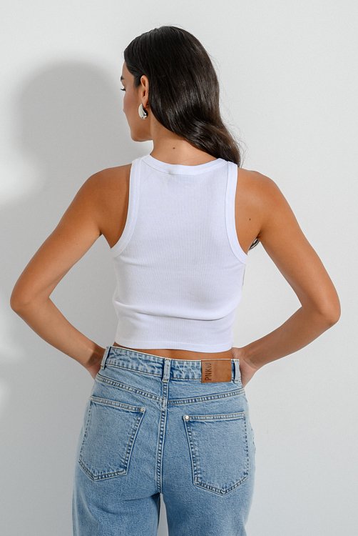 pinkwoman Ριπ τοπ με halter λαιμόκοψη (WHITE) - 5