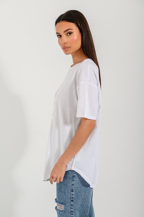 pinkwoman Oversized t-shirt με τύπωμα (WHITE) - 3