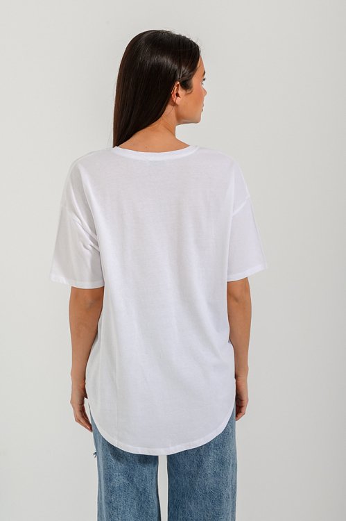 pinkwoman Oversized t-shirt με τύπωμα (WHITE) - 4