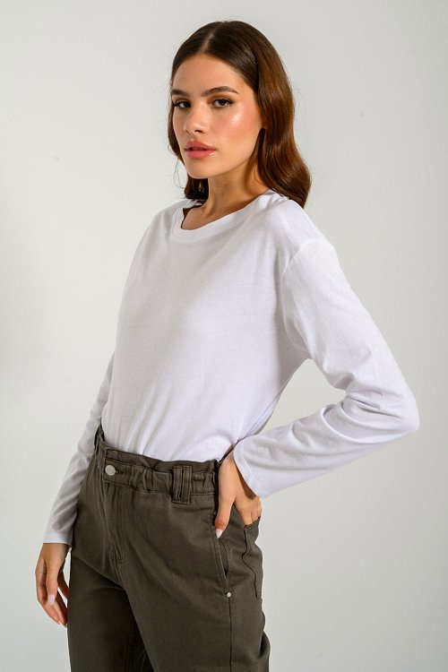 Μπλούζα με στρογγυλή λαιμόκοψη (WHITE)