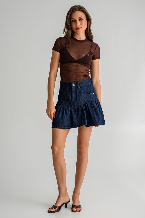 Mesh tulle t-shirt with print