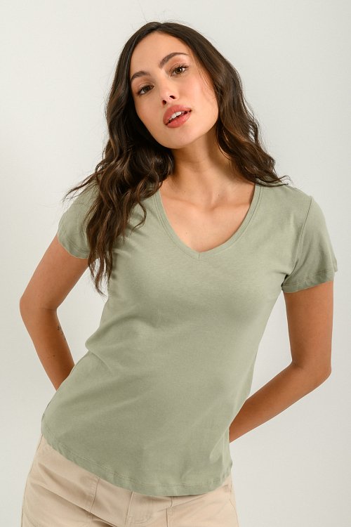 Ρούχα>Μπλούζες>T-Shirt Basic t-shirt με V ντεκολτέ (D.MINT)