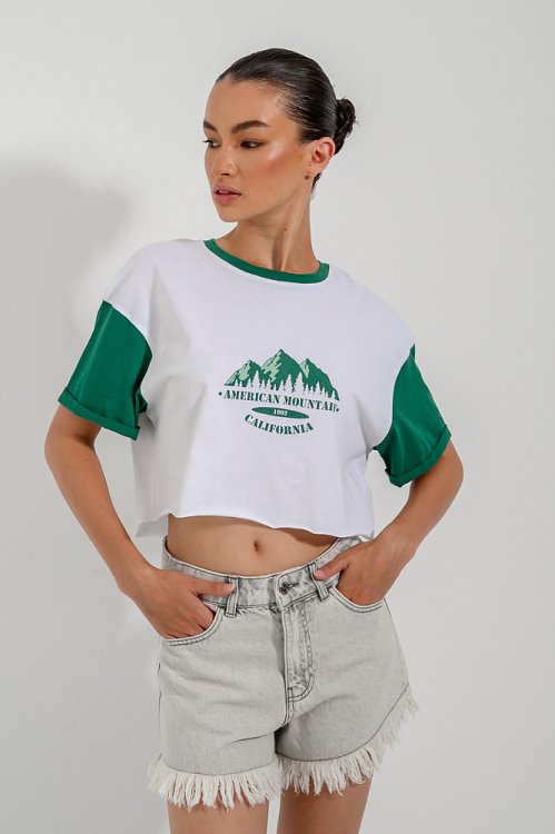 Cropped t-shirt with print
