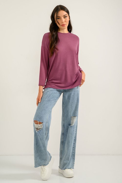 pinkwoman Loose μπλούζα (L.PLUM) - 5