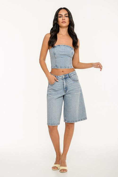 Ντένιμ strapless μπούστο