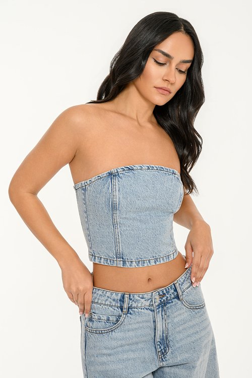 Ντένιμ strapless μπούστο