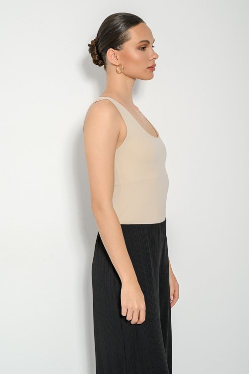 pinkwoman Λύκρα τοπ με φαρδιές τιράντες (L.BEIGE) - 3