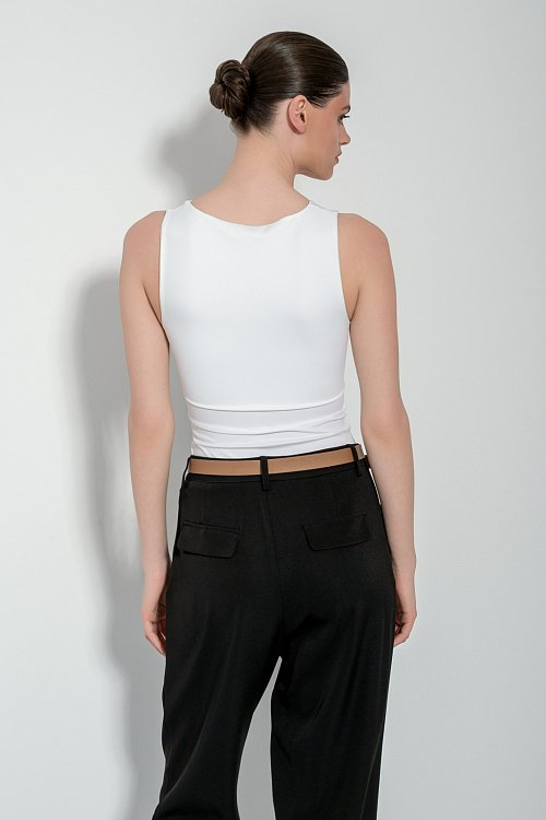 pinkwoman Λύκρα τοπ με φαρδιές τιράντες (WHITE) - 5