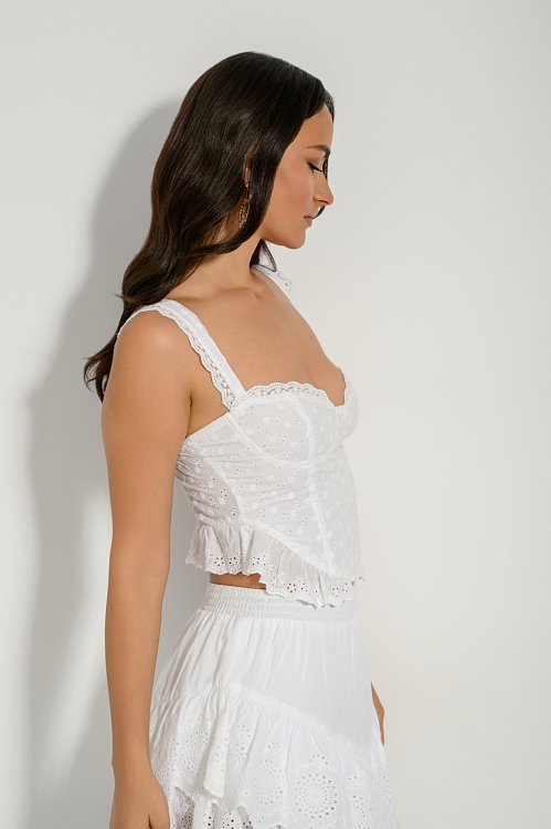 Broderie cropped bustier with embroidered details