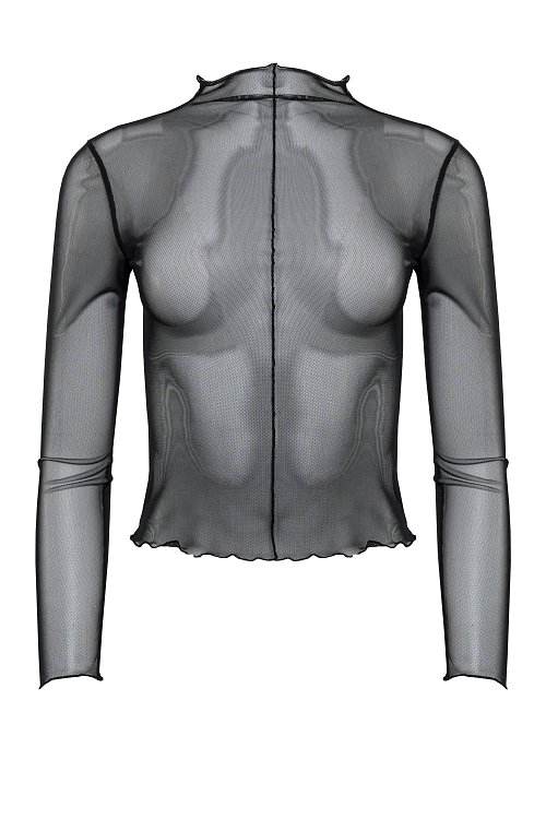 Tulle top with semi-see through detail