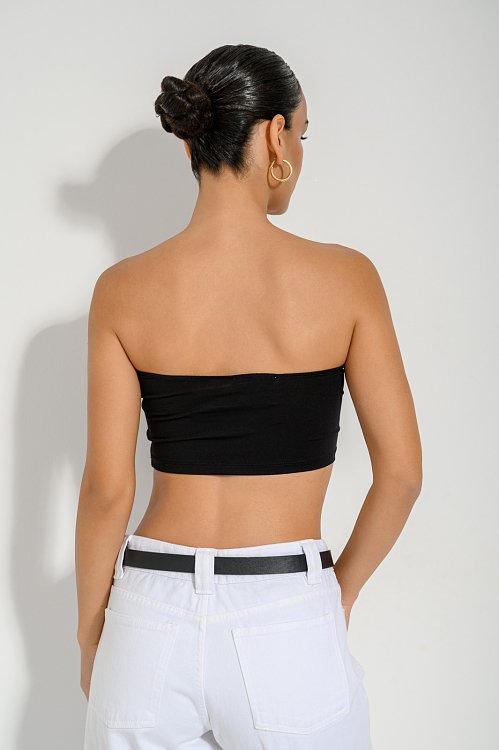 Strapless lycra cropped top