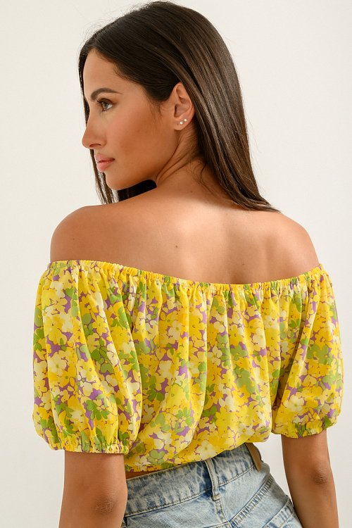 Off- shouldered floral cropped top