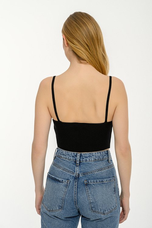 Knit ribbed sleeveless crop top