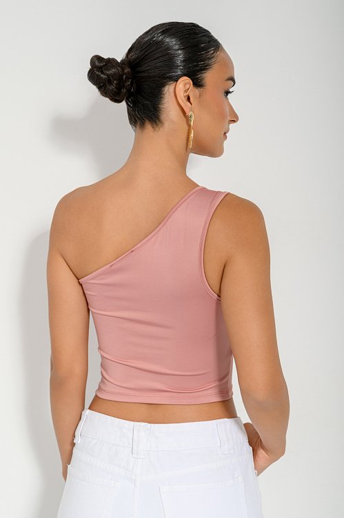 Lycra crop top with one shoulder