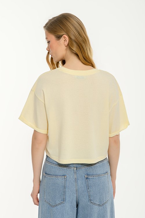 Κροπ t-shirt με τύπωμα