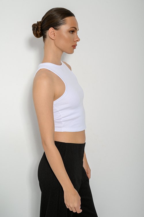 pinkwoman Ριπ αμάνικο τοπ με halter λαιμόκοψη (WHITE) - 4