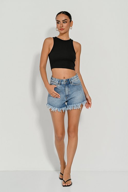 Halter ριπ κροπ τοπ (BLACK) - pinkwoman - 