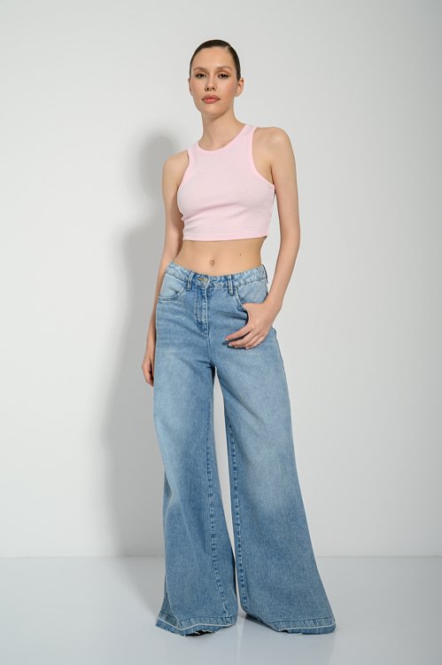 Halter ριπ κροπ τοπ (LIGHT PINK) - pinkwoman - 