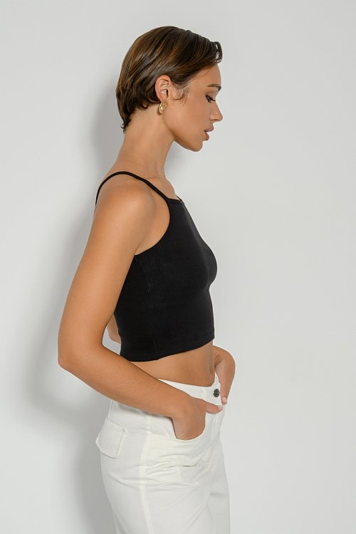 Rib sleeveless cropped top