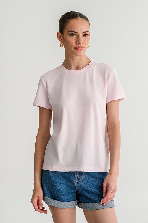 Basic t-shirt με στρογγυλή λαιμόκοψη