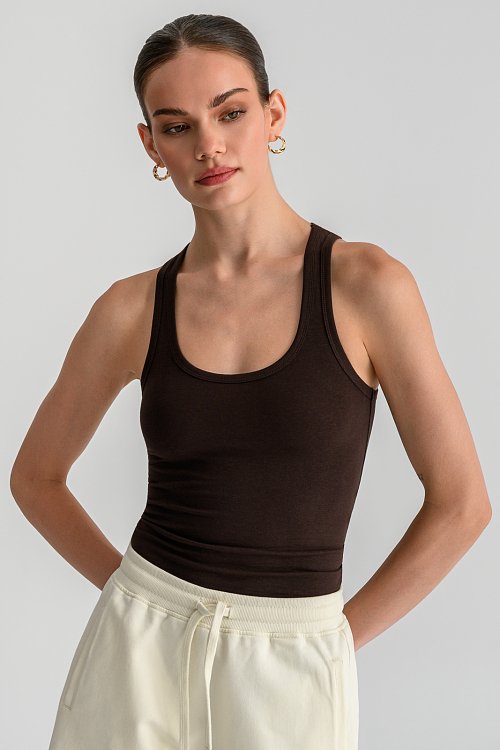Αμάνικο basic τοπ (BROWN)