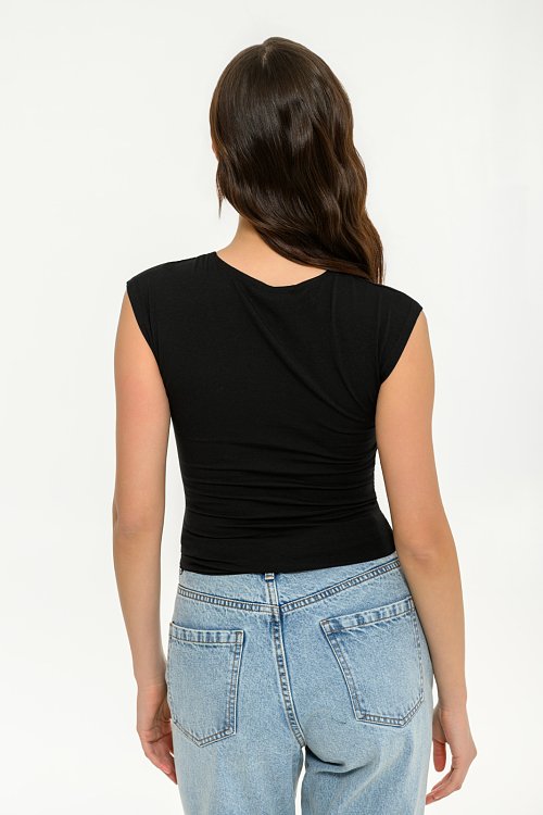 Sleeveless top with shirring details