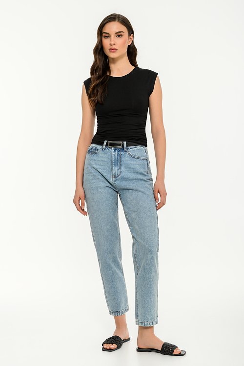 Sleeveless top with shirring details