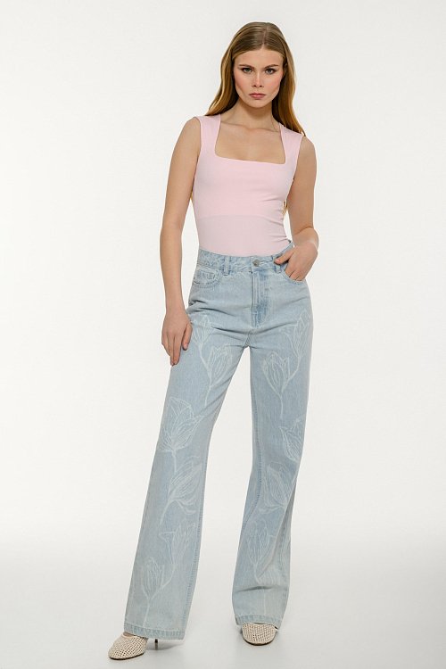 Λύκρα τοπ με τετράγωνη λαιμόκοψη (BABY.PINK) φωτογραφία