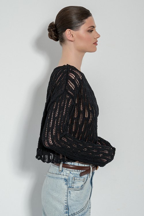 Crochet knit top with long sleeves
