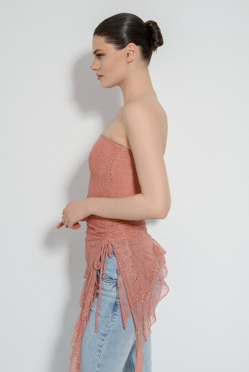Strapless τοπ δαντέλα με βολάν