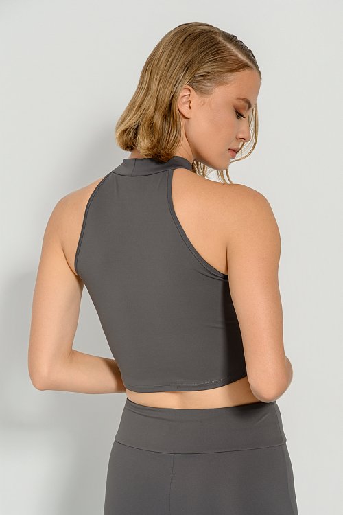 Sleeveless lycra high neck crop top