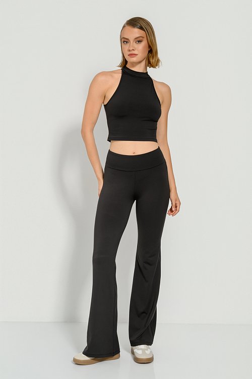 Αμάνικο λύκρα κροπ τοπ με ψηλό λαιμό (BLACK)
