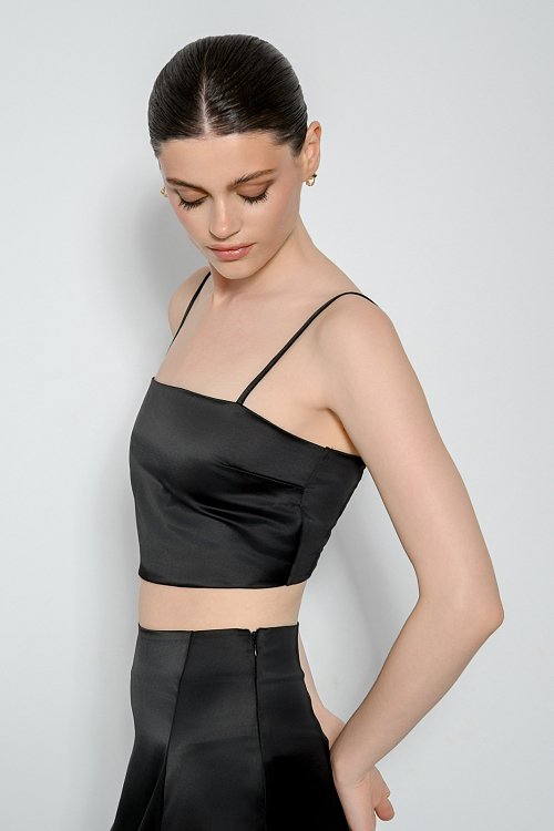Cropped top with satin effect