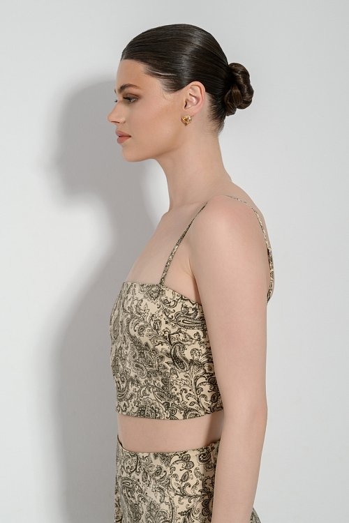 Paisley cropped top with satin effect