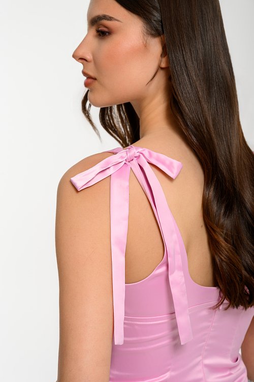 Top with shoulder tie and satin effect