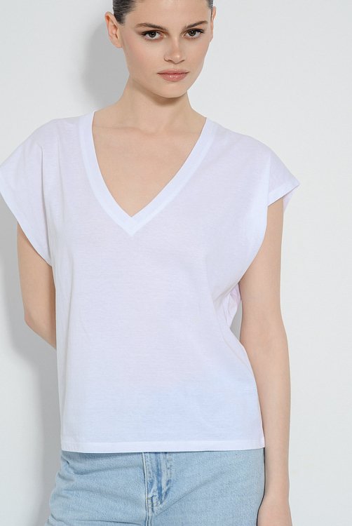 pinkwoman T-shirt με V ντεκολτέ (WHITE) - 7