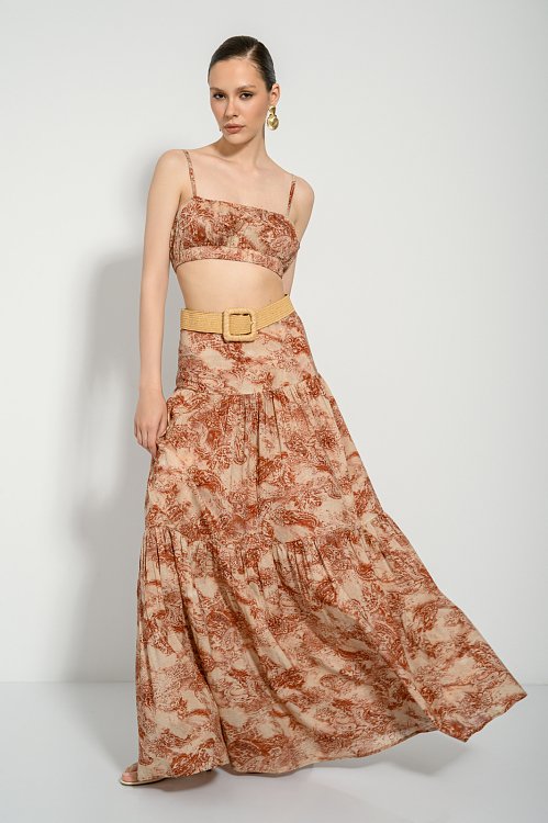 Crop top with print and shirring details