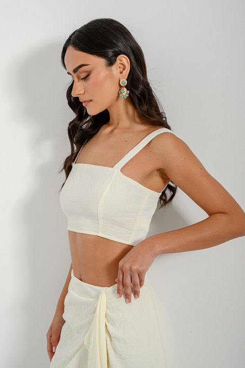 Cropped top with shirring detail