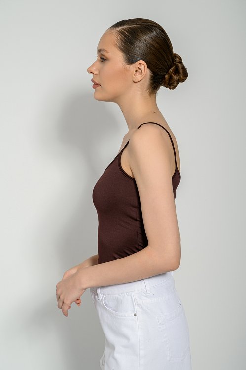 pinkwoman Λύκρα τοπ τιραντάκι (BROWN) - 3