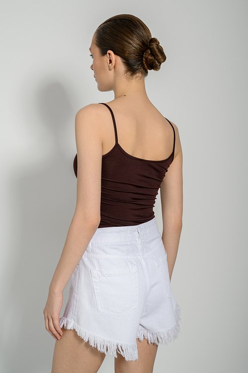 pinkwoman Λύκρα τοπ τιραντάκι (BROWN) - 4