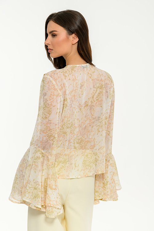 See through floral top with shirring details