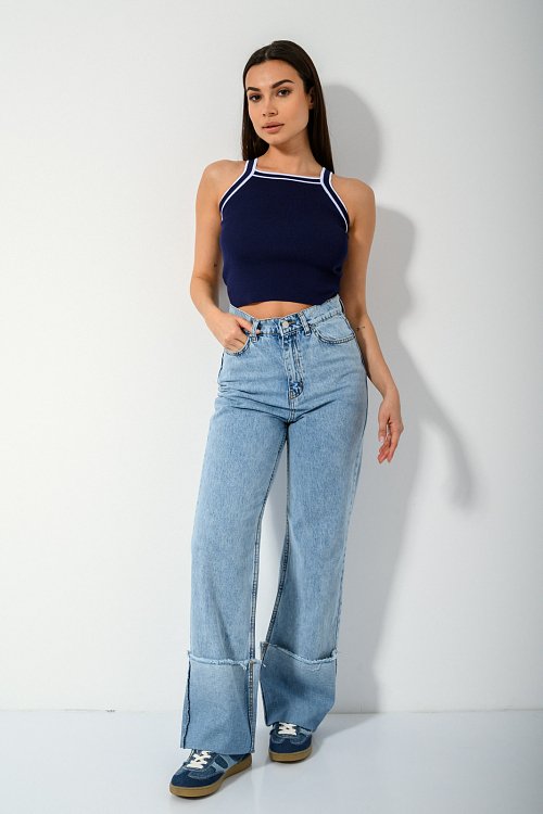 Cropped knit with halter neckline