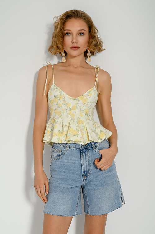 Floral poplin crop top