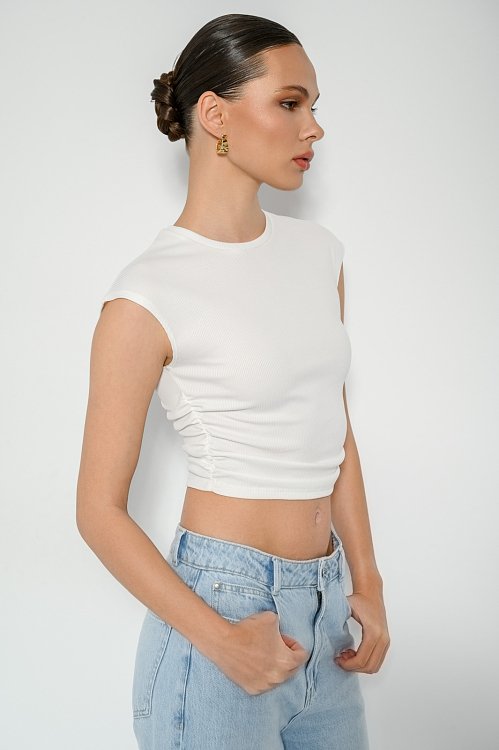 pinkwoman Αμάνικο τοπ με σούρες (OFF WHITE) - 3