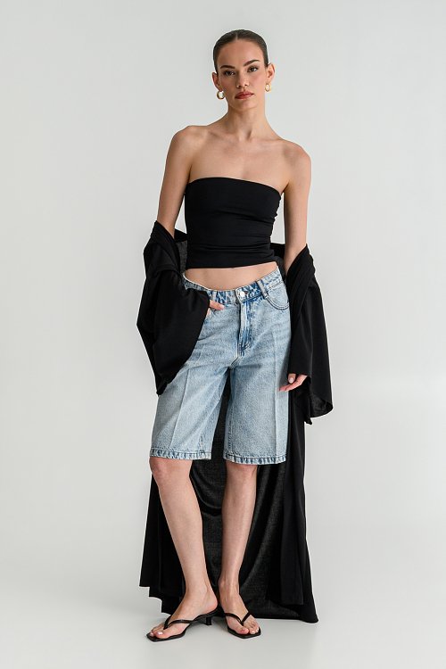 Strapless λύκρα τοπ (BLACK) - pinkwoman - 