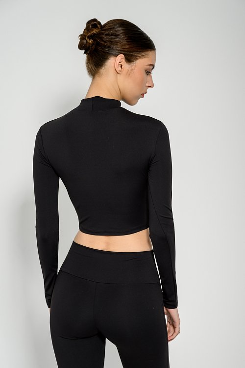 Lycra  cropped top with long sleeves and turtleneck